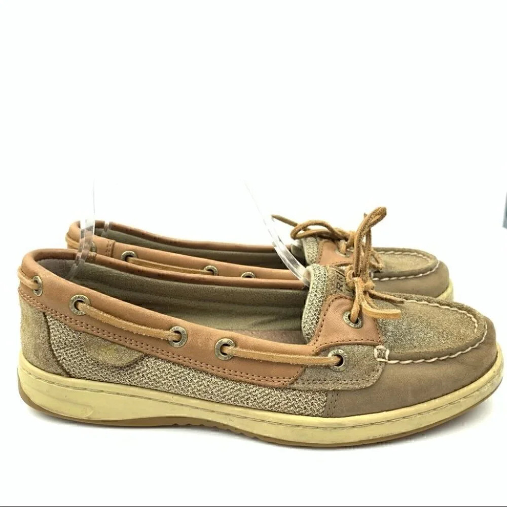 Sperry topside boat shoes 7.5 tan gold glitter - Picture 1 of 12